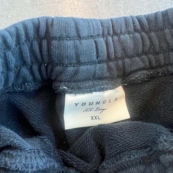 YoungLA Cloud 3d Cargo Black Drawstring Athletic Sweat Lounge Shorts XXL - Picture 3 of 5